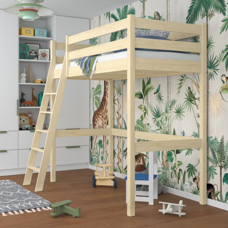 Drewniane łóżko na antresoli N-WOOD N03 100x180 sosna bezbarwna 1 szt.