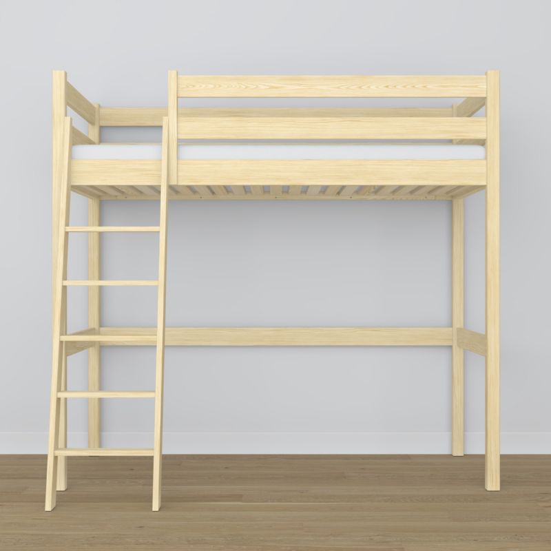 Drewniane łóżko na antresoli N-WOOD N03 100x180 sosna bezbarwna 1 szt.
