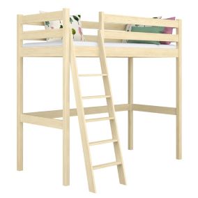 Drewniane łóżko na antresoli N-WOOD N03 100x200 sosna bezbarwna 1 szt.