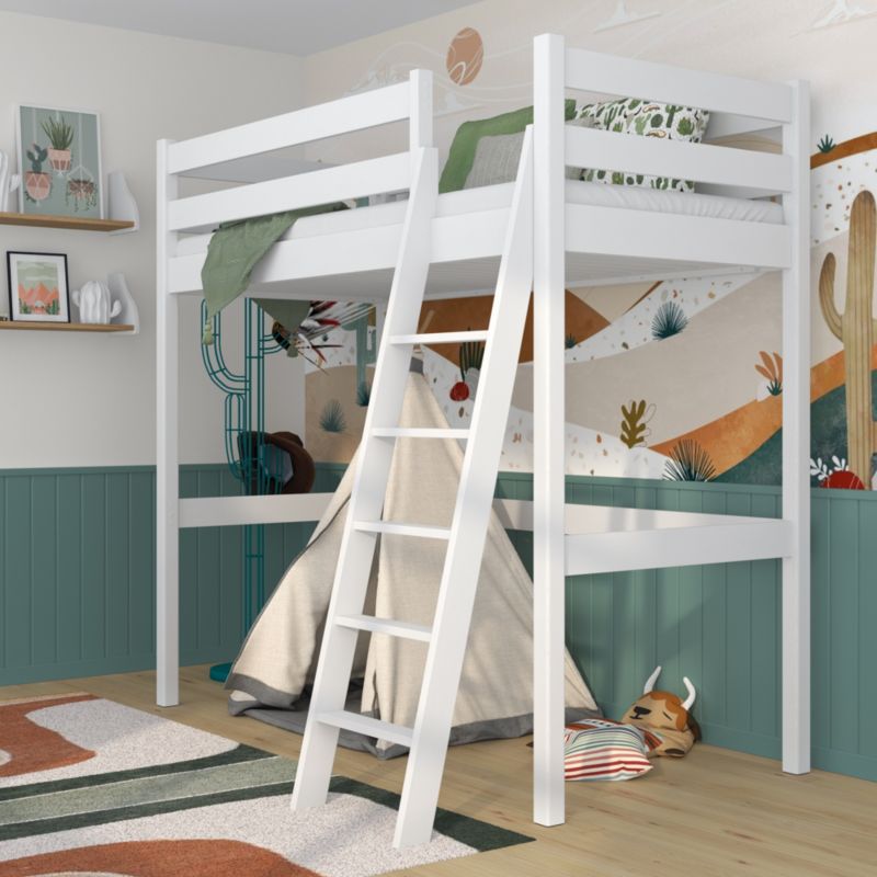 Drewniane łóżko na antresoli N-WOOD N03 120x180 biały 1 szt.