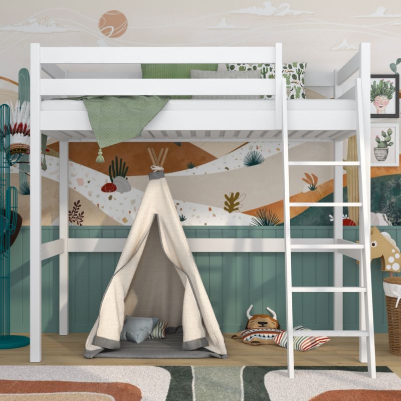 Drewniane łóżko na antresoli N-WOOD N03 80x180 biały 1 szt.