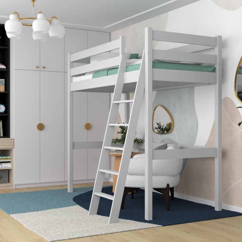 Drewniane łóżko na antresoli N-WOOD N03 80x200 popielaty 1 szt.