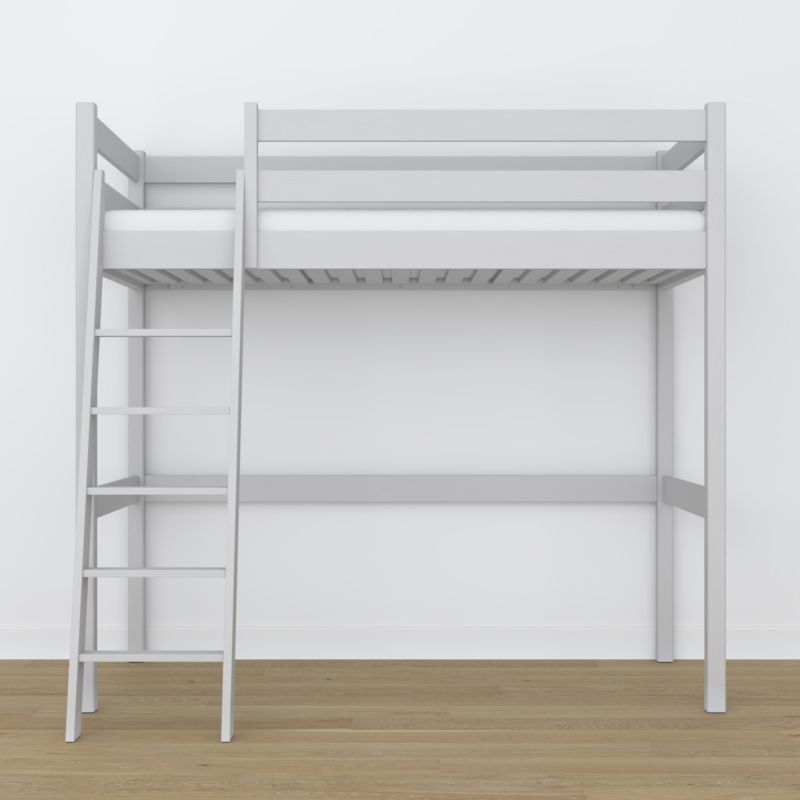 Drewniane łóżko na antresoli N-WOOD N03 80x200 popielaty 1 szt.