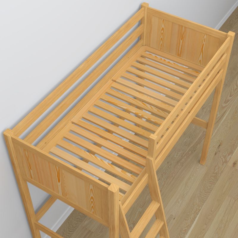 Drewniane łóżko na antresoli N-WOOD N04 100x190 sosna naturalna 1 szt.