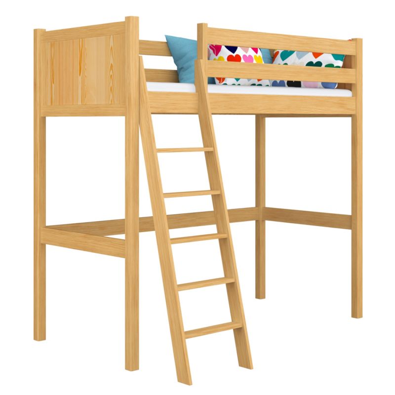 Drewniane łóżko na antresoli N-WOOD N04 120x200 sosna naturalna 1 szt.