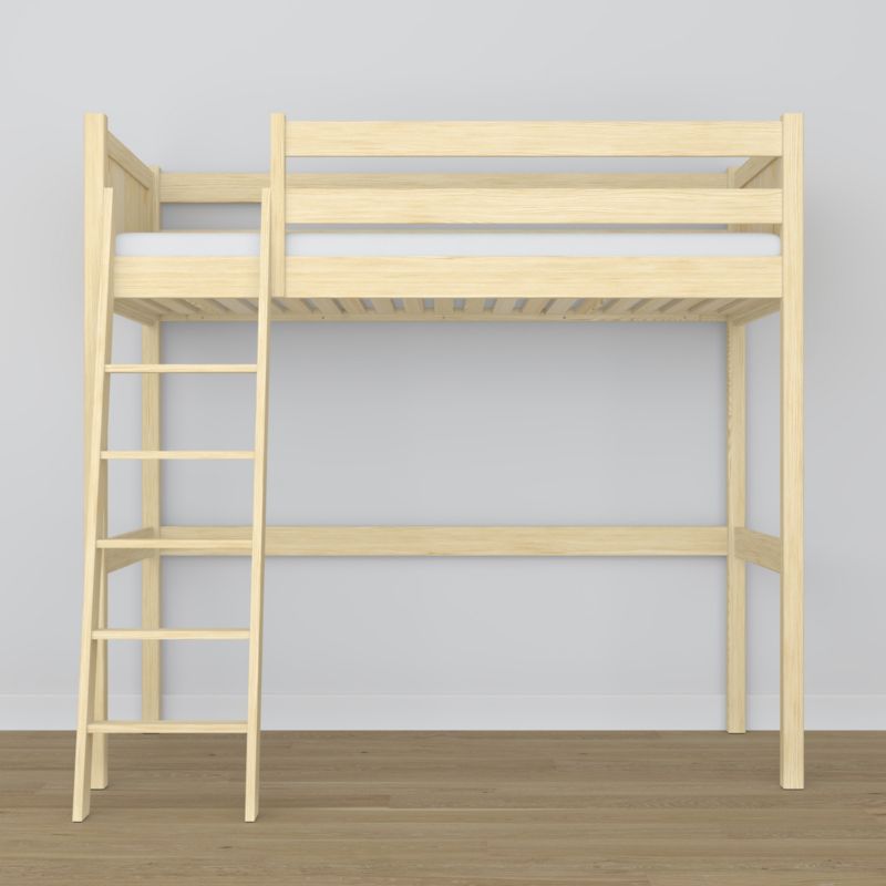 Drewniane łóżko na antresoli N-WOOD N04 80x200 sosna bezbarwna 1 szt.