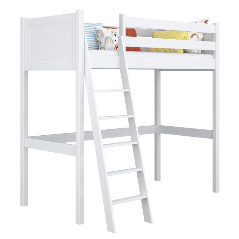 Drewniane łóżko na antresoli N-WOOD N04 90x180 biały 1 szt.