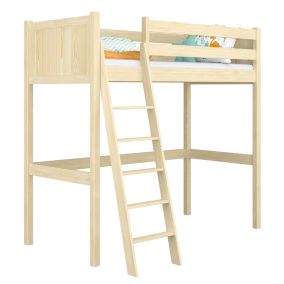 Drewniane łóżko na antresoli N-WOOD N04 90x180 sosna bezbarwna 1 szt.