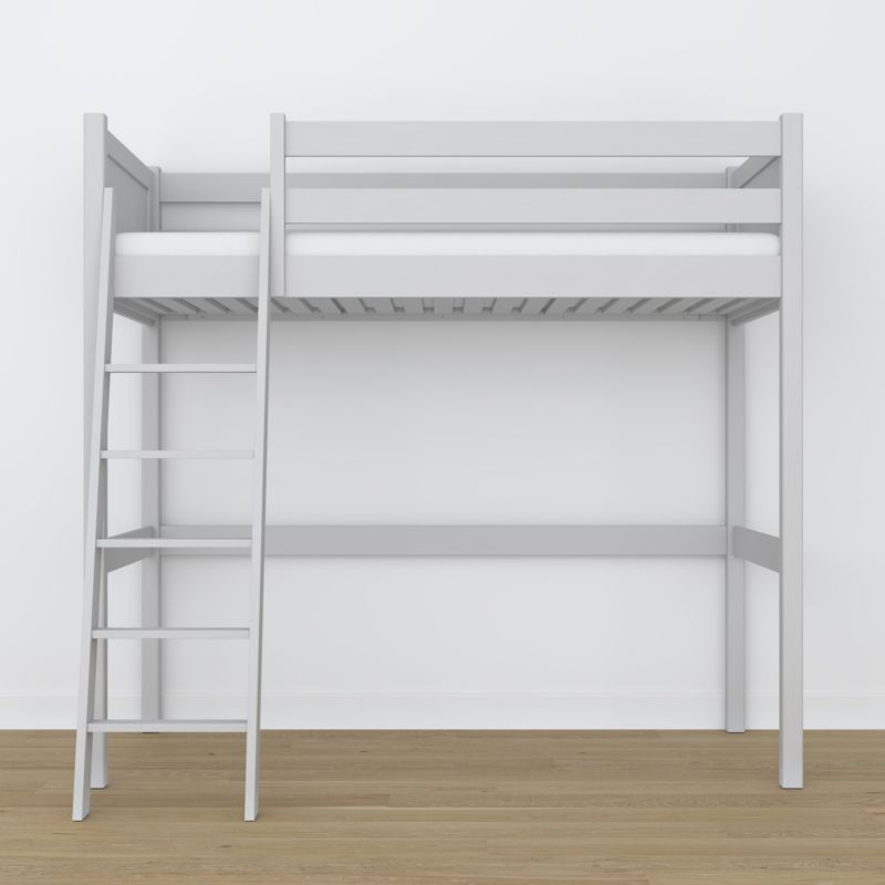 Drewniane łóżko na antresoli N-WOOD N04 90x190 popielaty 1 szt.