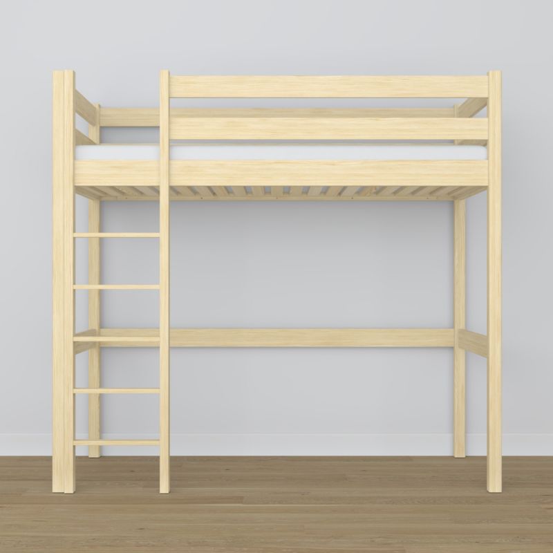 Drewniane łóżko na antresoli N-WOOD N05 100x180 sosna bezbarwna 1 szt.