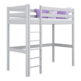 Drewniane łóżko na antresoli N-WOOD N05 100x200 popielaty 1 szt.