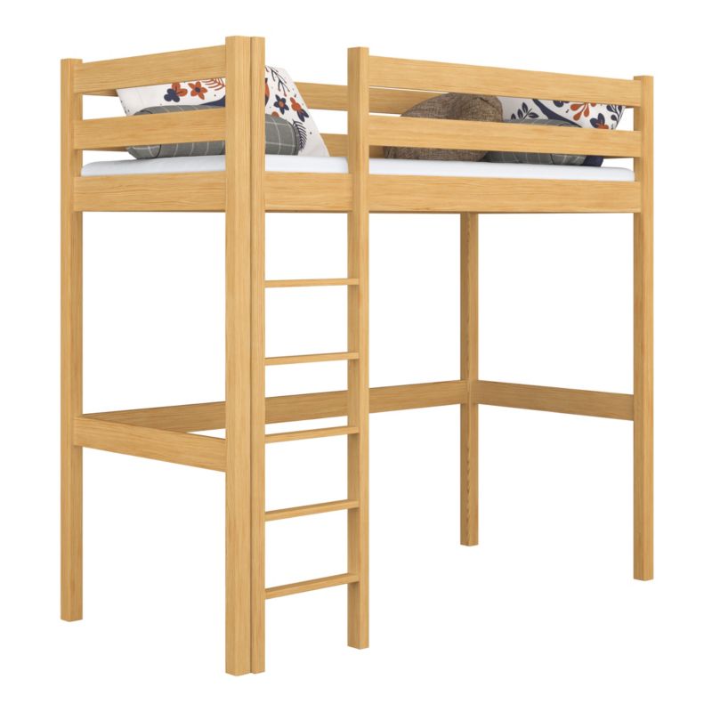 Drewniane łóżko na antresoli N-WOOD N05 120x180 sosna naturalna 1 szt.