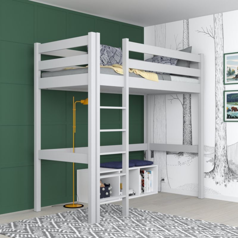 Drewniane łóżko na antresoli N-WOOD N05 80x180 popielaty 1 szt.