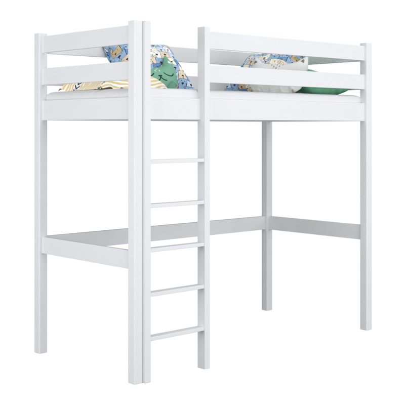 Drewniane łóżko na antresoli N-WOOD N05 90x180 biały 1 szt.