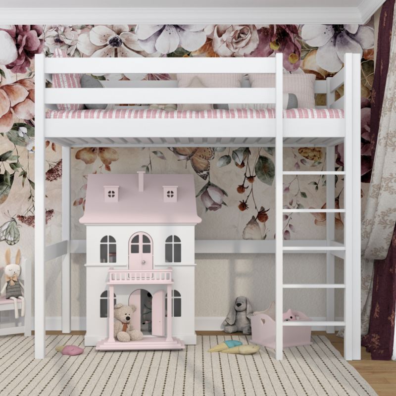 Drewniane łóżko na antresoli N-WOOD N05 90x180 biały 1 szt.