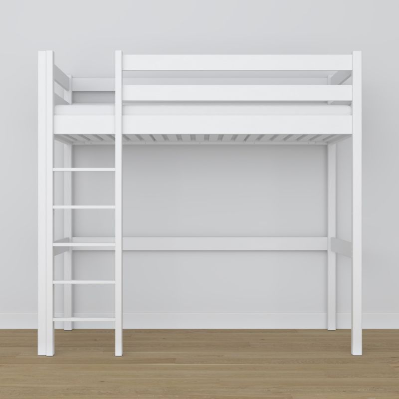 Drewniane łóżko na antresoli N-WOOD N05 90x180 biały 1 szt.
