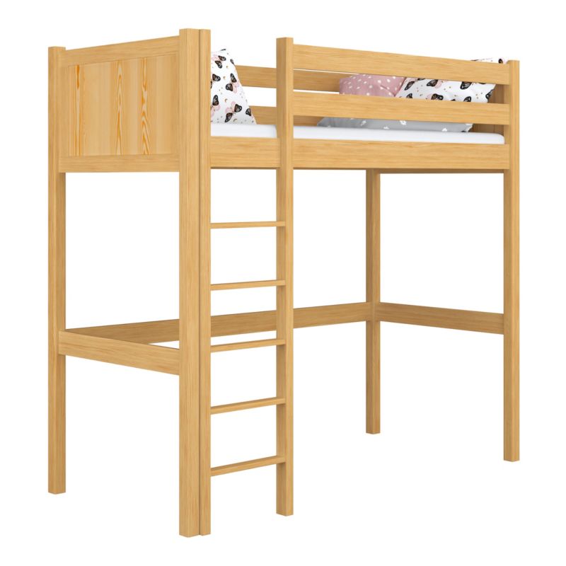 Drewniane łóżko na antresoli N-WOOD N06 80x180 sosna naturalna 1 szt.