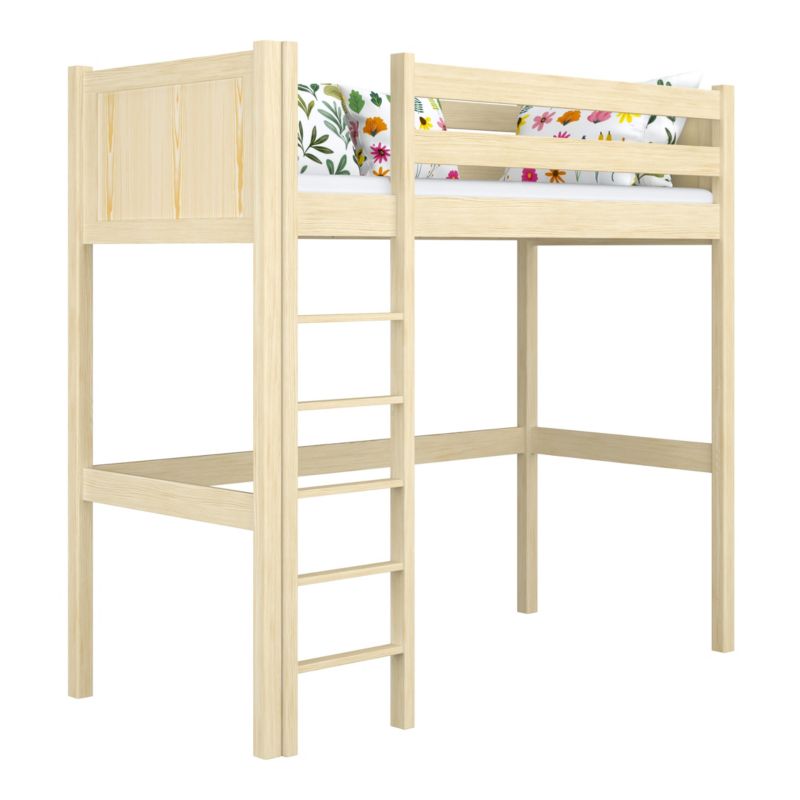 Drewniane łóżko na antresoli N-WOOD N06 80x200 sosna bezbarwna 1 szt.