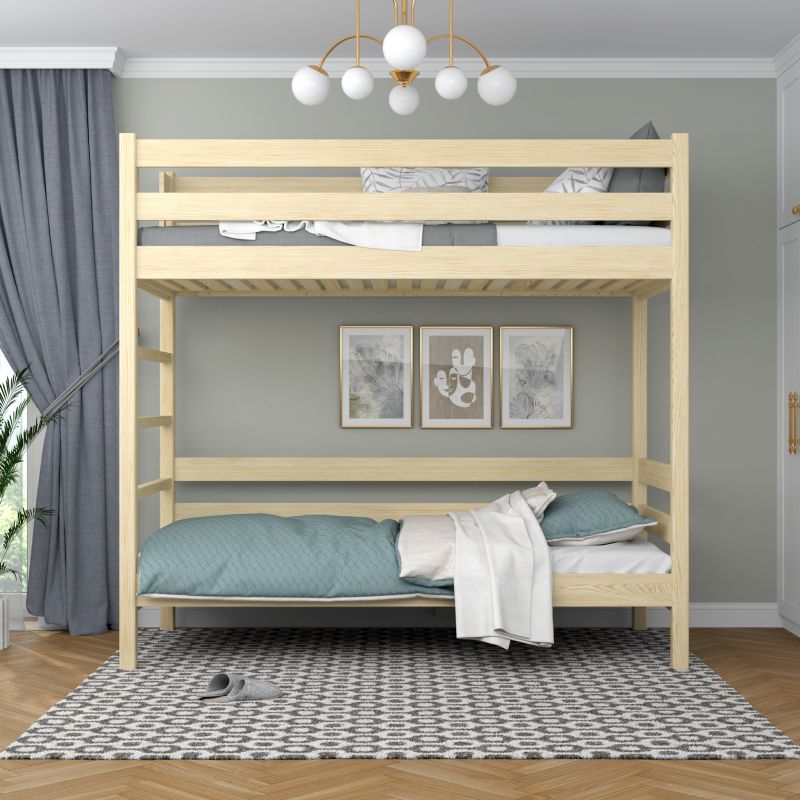 Drewniane łózko piętrowe N-WOOD N03 100x200 sosna bezbarwna 1 szt.