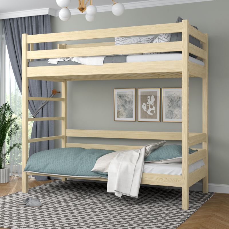 Drewniane łózko piętrowe N-WOOD N03 100x200 sosna bezbarwna 1 szt.