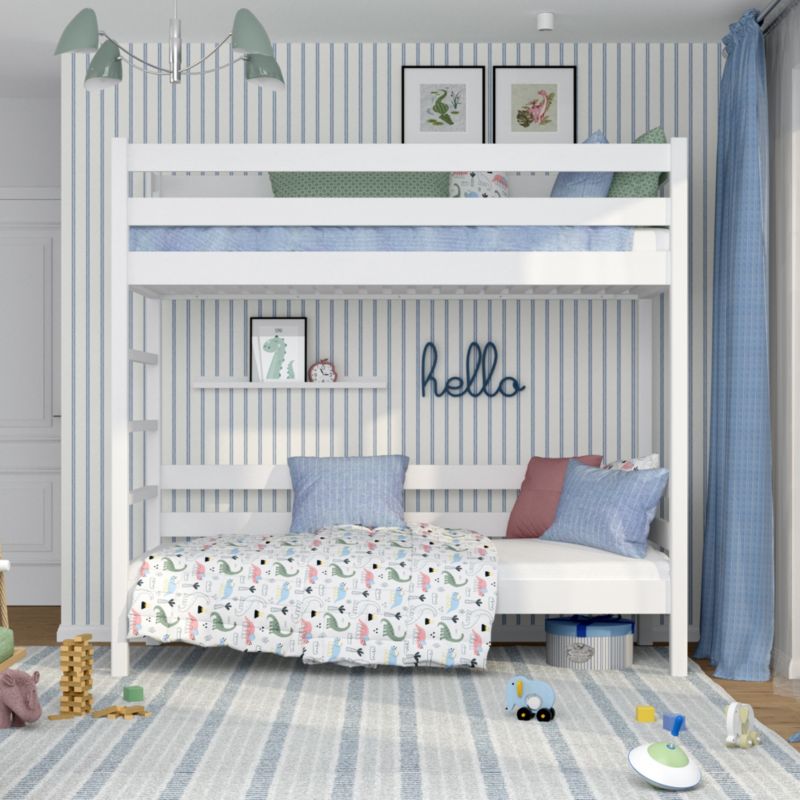 Drewniane łózko piętrowe N-WOOD N03 80x180 biały 1 szt.