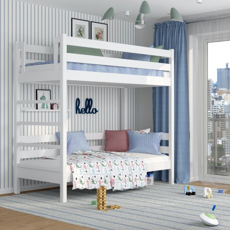 Drewniane łózko piętrowe N-WOOD N03 80x180 biały 1 szt.