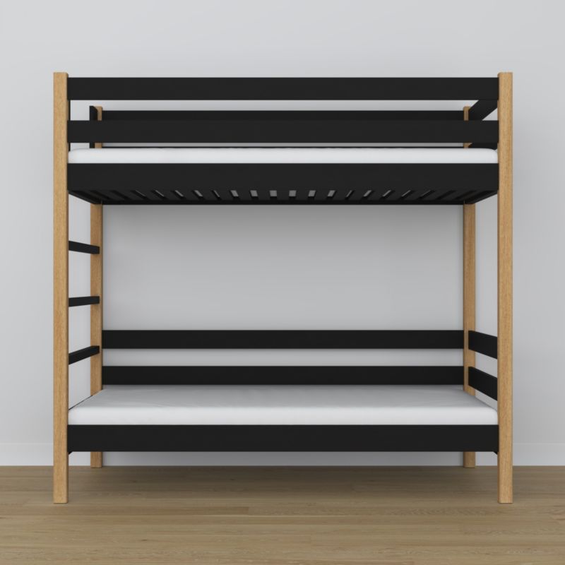 Drewniane łózko piętrowe N-WOOD N03 90x200 czarny / dąb naturalny 1 szt.