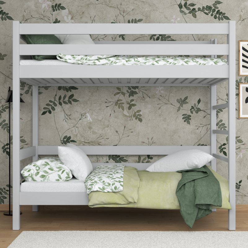 Drewniane łózko piętrowe N-WOOD N03 90x200 popielaty 1 szt.