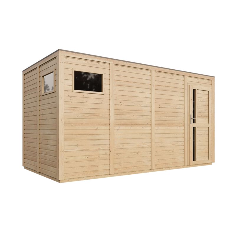 Drewniany domek narzedziowy z impregnowaną podłogą 8,16 m2 Timbela M327F1+M327G drewno naturalne grubość deski 17 mm 1 szt.