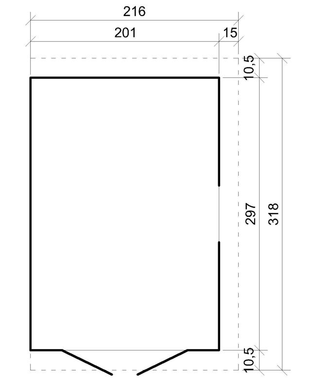 Drewniany domek ogrodowy i podłoga Timbela 6 m² M339M339G Konstrukcja panelowa, z trzech ścian, grubość deski 17 mm, 1 szt.