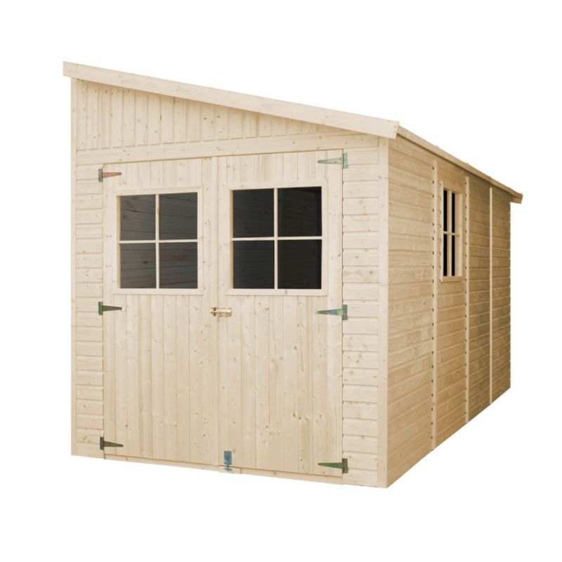Drewniany domek ogrodowy i podłoga Timbela 8,1 m² M340AM340G Konstrukcja panelowa, drewno naturalne, grubość deski 17 mm, 1 szt.