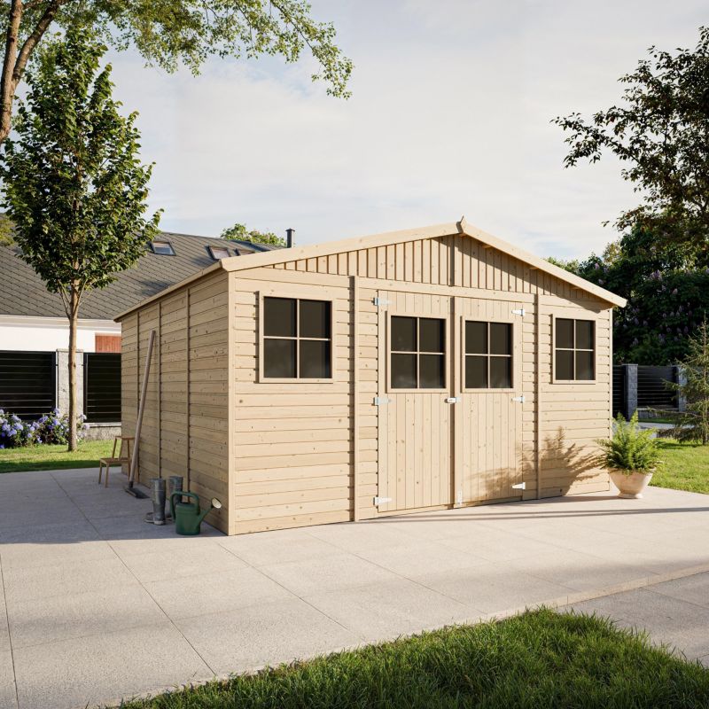 Drewniany domek ogrodowy i podłoga Timbela M330M330G 16 m² konstrukcja panelowa drewno naturalne grubość deski 17 mm 1 szt.