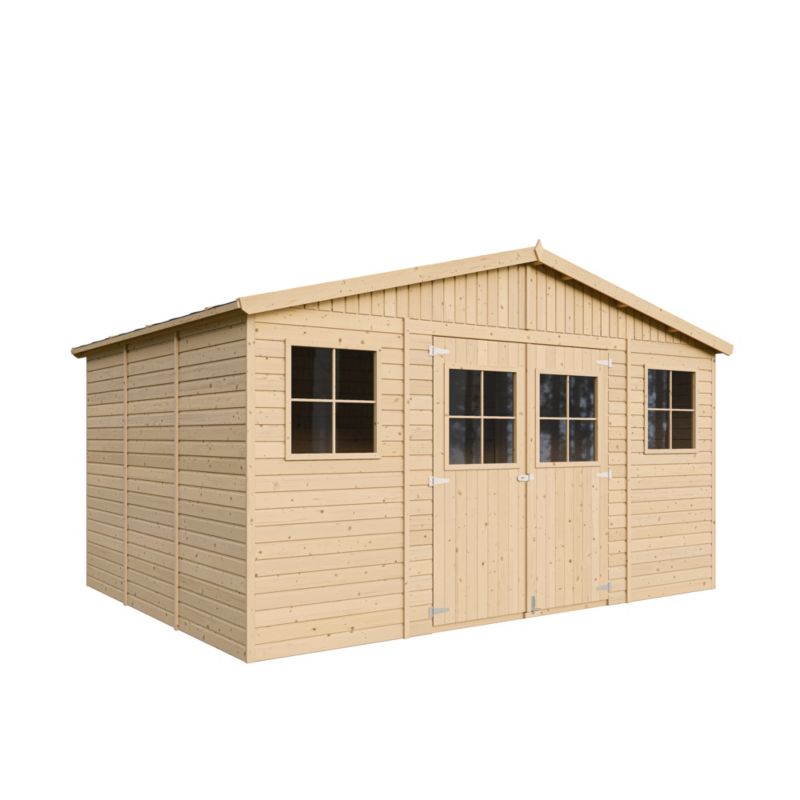 Drewniany domek ogrodowy i podłoga Timbela M331M331G 12 m² konstrukcja panelowa drewno naturalne grubość deski 17 mm 1 szt.