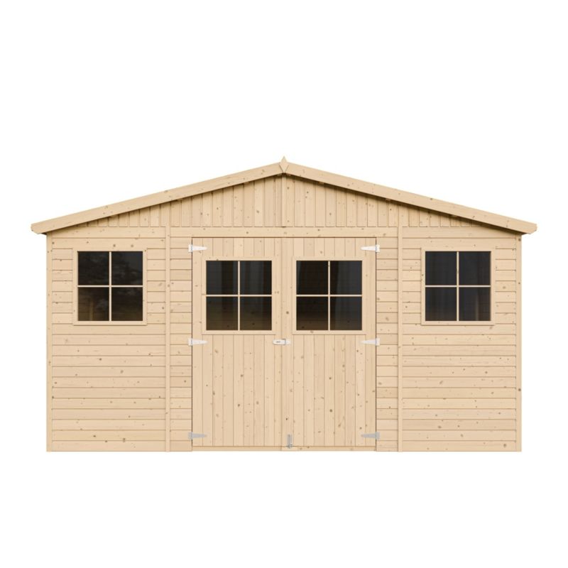 Drewniany domek ogrodowy i podłoga Timbela M331M331G 12 m² konstrukcja panelowa drewno naturalne grubość deski 17 mm 1 szt.
