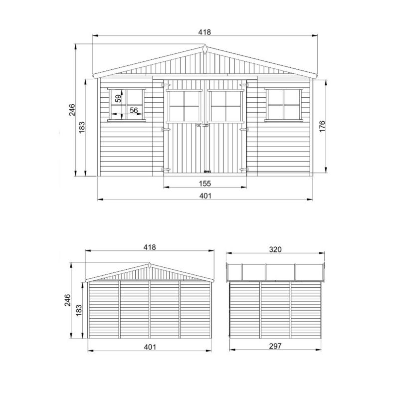 Drewniany domek ogrodowy i podłoga Timbela M331M331G 12 m² konstrukcja panelowa drewno naturalne grubość deski 17 mm 1 szt.
