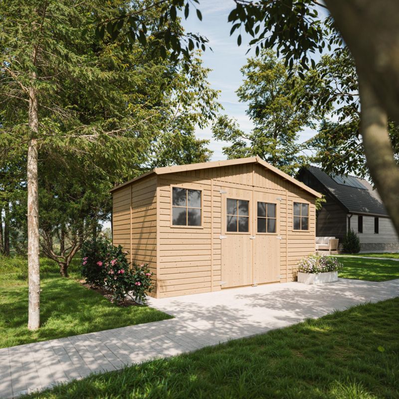 Drewniany domek ogrodowy i podłoga Timbela M332M332G 8 m² konstrukcja panelowa drewno naturalne grubość deski 17 mm 1 szt.