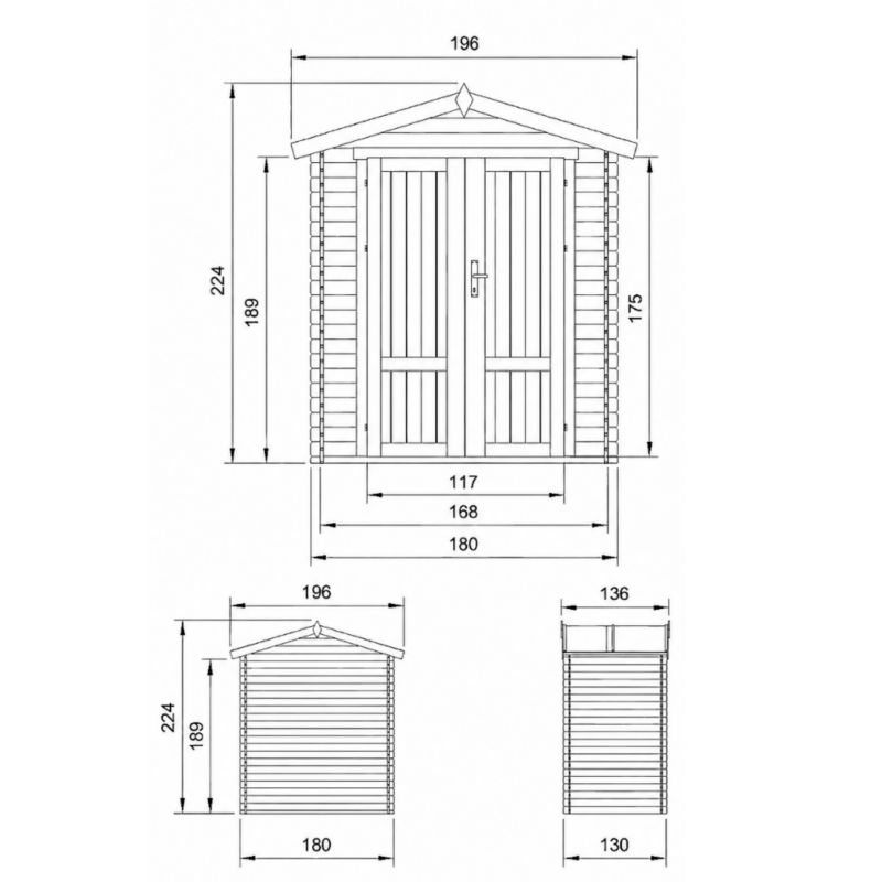Drewniany domek ogrodowy i podłoga Timbela M367F1+M367G 1.98 m² zamykane drzwi drewno naturalne grubość deski 19 mm 1 szt.
