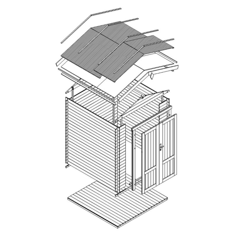 Drewniany domek ogrodowy i podłoga Timbela M367F1+M367G 1.98 m² zamykane drzwi drewno naturalne grubość deski 19 mm 1 szt.