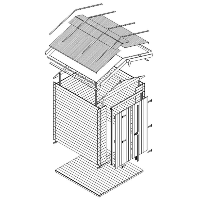 Drewniany domek ogrodowy i podłoga Timbela M369C1+M369G 4.33 m² drewno naturalne grubość deski 19 mm 1 szt.