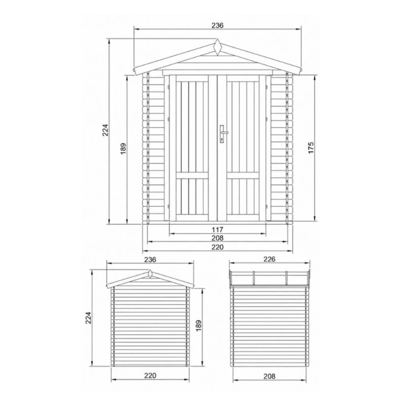 Drewniany domek ogrodowy i podłoga Timbela M369F1+M369G 4.33 m² drewno naturalne grubość deski 19 mm 1 szt.