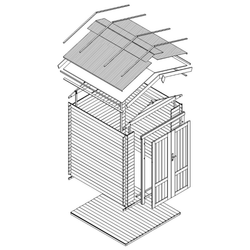 Drewniany domek ogrodowy i podłoga Timbela M369F1+M369G 4.33 m² drewno naturalne grubość deski 19 mm 1 szt.