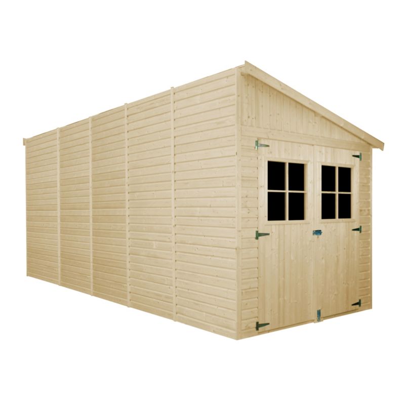 Drewniany domek ogrodowy Timbela 10,1 m² M341A Konstrukcja panelowa, drewno naturalne, grubość deski 17 mm, 1 szt.