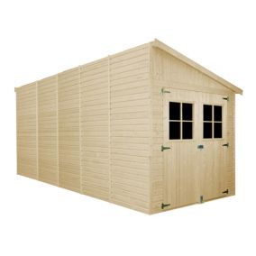 Drewniany domek ogrodowy Timbela 10,1 m² M341A Konstrukcja panelowa, drewno naturalne, grubość deski 17 mm, 1 szt.