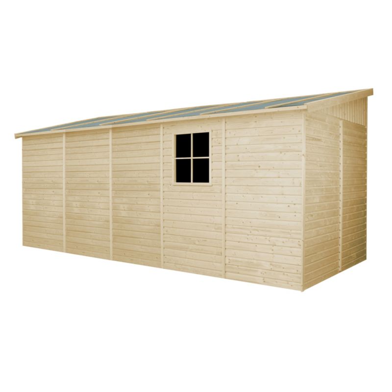 Drewniany domek ogrodowy Timbela 10,1 m² M341A Konstrukcja panelowa, drewno naturalne, grubość deski 17 mm, 1 szt.