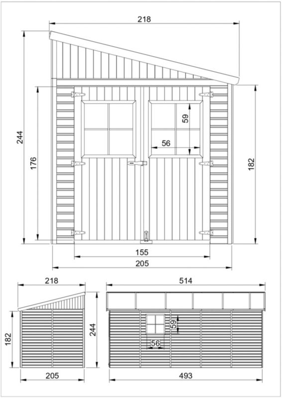 Drewniany domek ogrodowy Timbela 10,1 m² M341A Konstrukcja panelowa, drewno naturalne, grubość deski 17 mm, 1 szt.