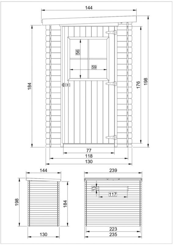 Drewniany domek ogrodowy Timbela 2,63m² M306 - drewno naturalne, grubość deski 19 mm, 1 szt.