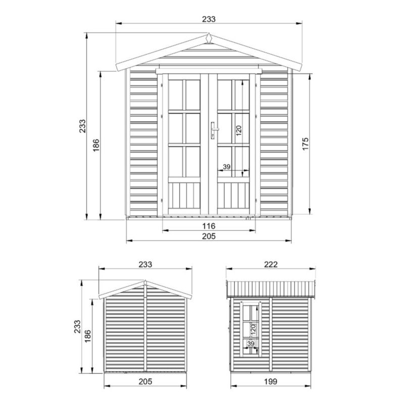 Drewniany domek ogrodowy Timbela 4 m² M351FB Konstrukcja panelowa, drewno naturalne, grubość deski 17 mm, 1 szt.