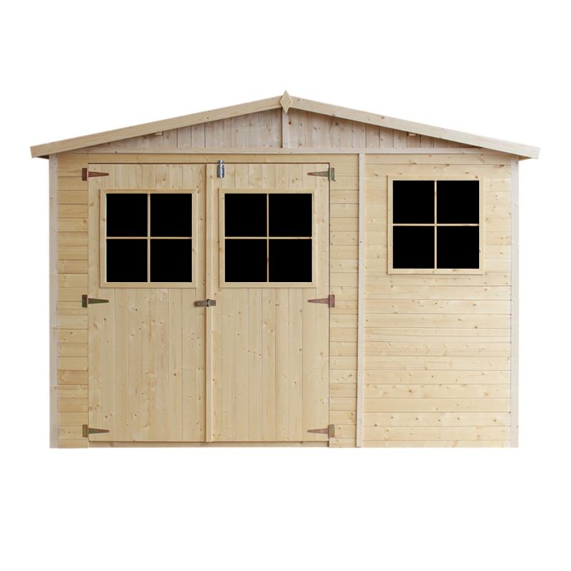 Drewniany domek ogrodowy Timbela 6 m² M334 Konstrukcja panelowa, drewno naturalne, grubość deski 17 mm, 1 szt.