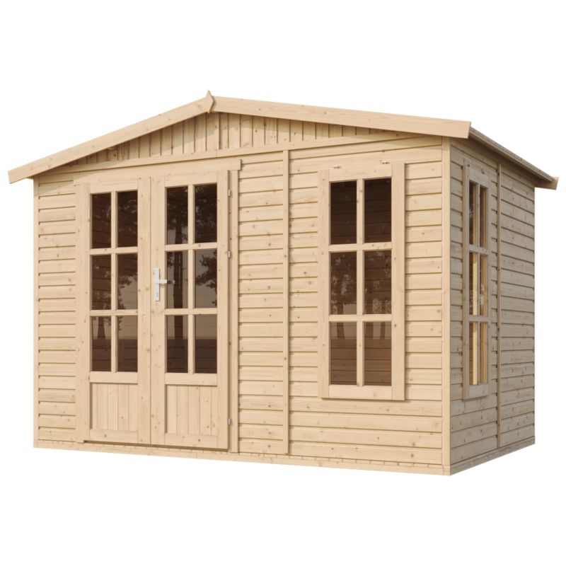 Drewniany domek ogrodowy Timbela 6 m² M334FB Konstrukcja panelowa, drewno naturalne, grubość deski 17 mm, 1 szt.