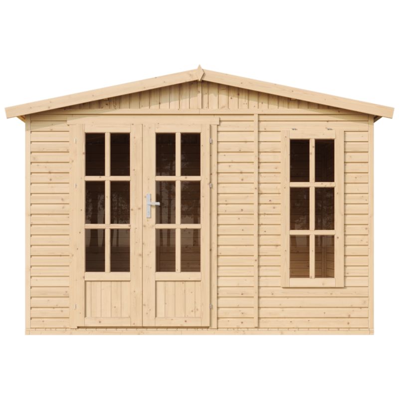 Drewniany domek ogrodowy Timbela 6 m² M334FB Konstrukcja panelowa, drewno naturalne, grubość deski 17 mm, 1 szt.